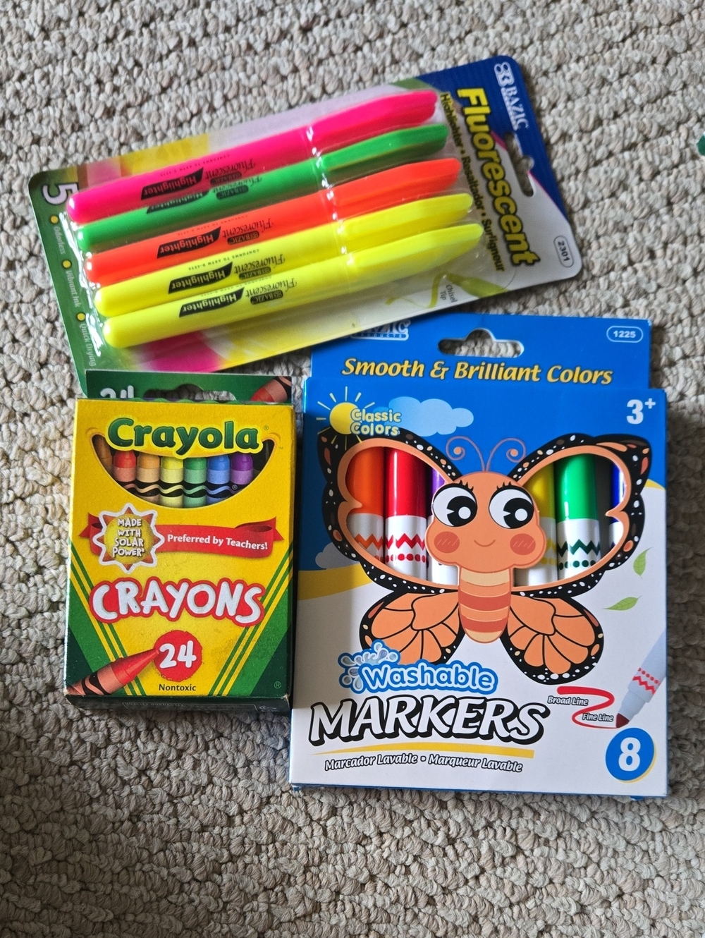 Crayola Crayons, Washable Markers & Fluorescent Highlighters - Multicolor Set